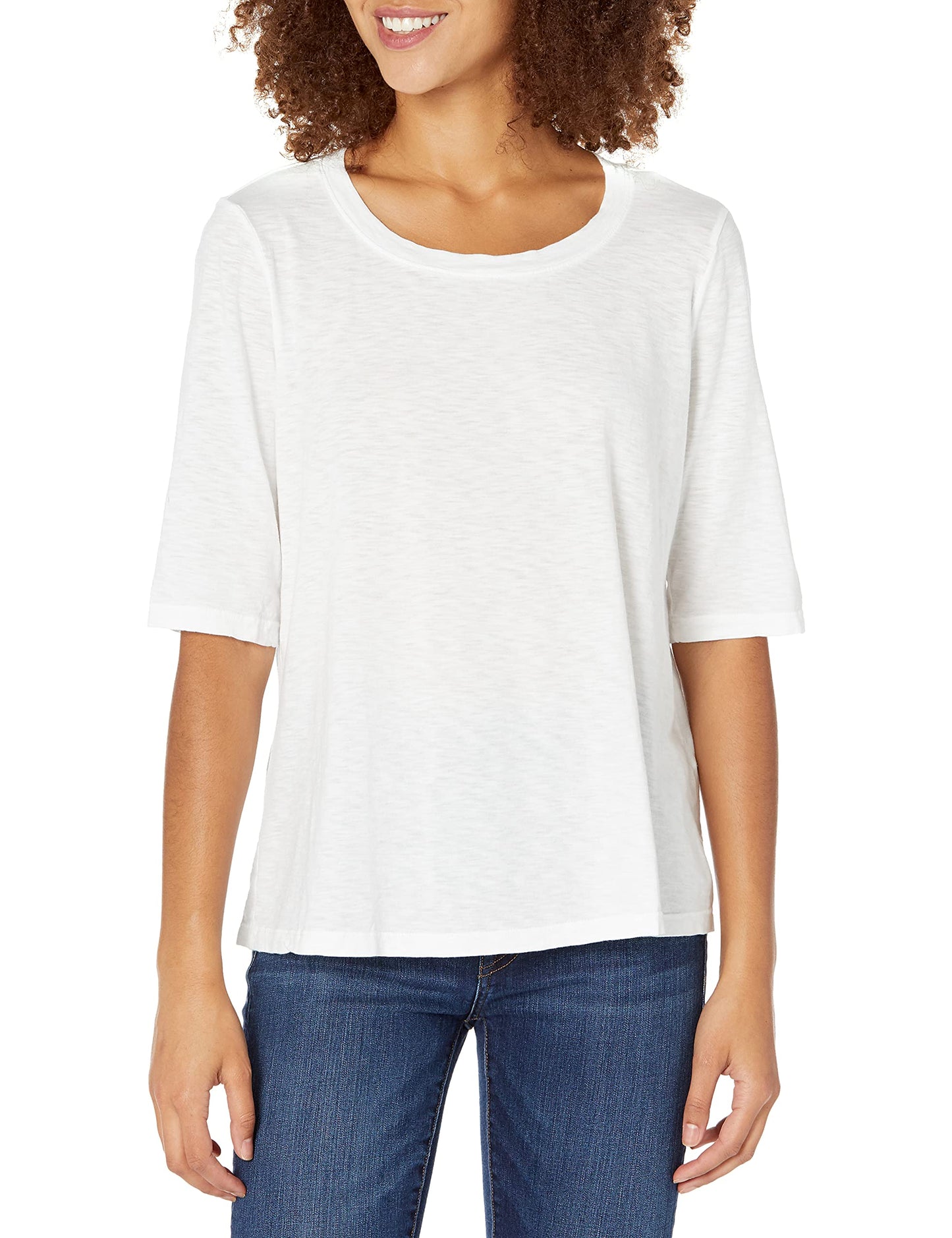 Michael Stars Women's Supima¿ Cotton Slub Elbow Sleeve Swing Tee