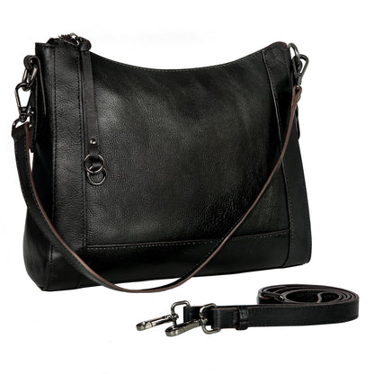 Iswee Leather Crossbody Bags for Women Shoulder Purse Medium Hobo Genuine Leather Satchel Purses and Handbags