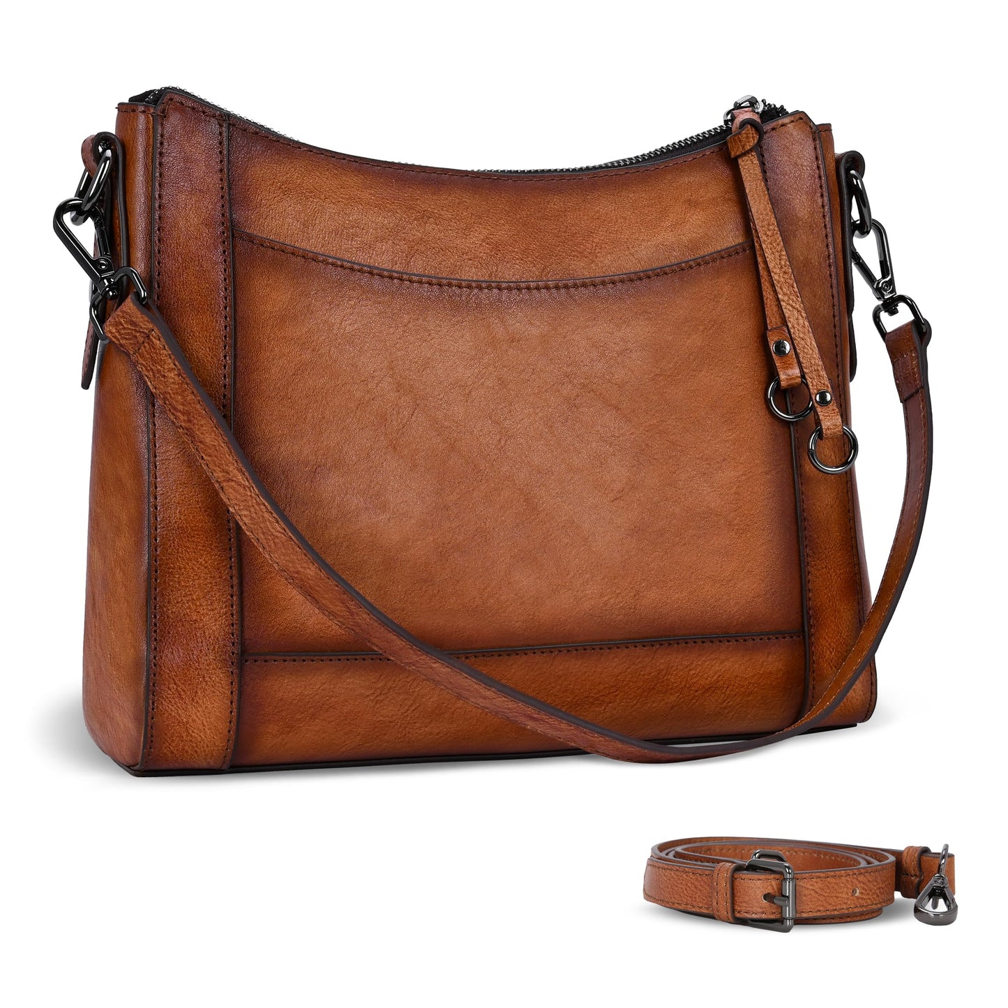 Iswee Leather Crossbody Bags for Women Shoulder Purse Medium Hobo Genuine Leather Satchel Purses and Handbags