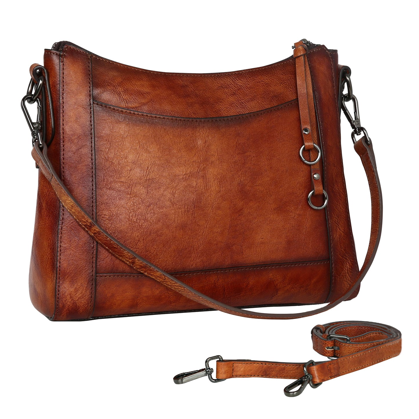 Iswee Leather Crossbody Bags for Women Shoulder Purse Medium Hobo Genuine Leather Satchel Purses and Handbags
