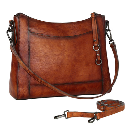 Iswee Leather Crossbody Bags for Women Shoulder Purse Medium Hobo Genuine Leather Satchel Purses and Handbags